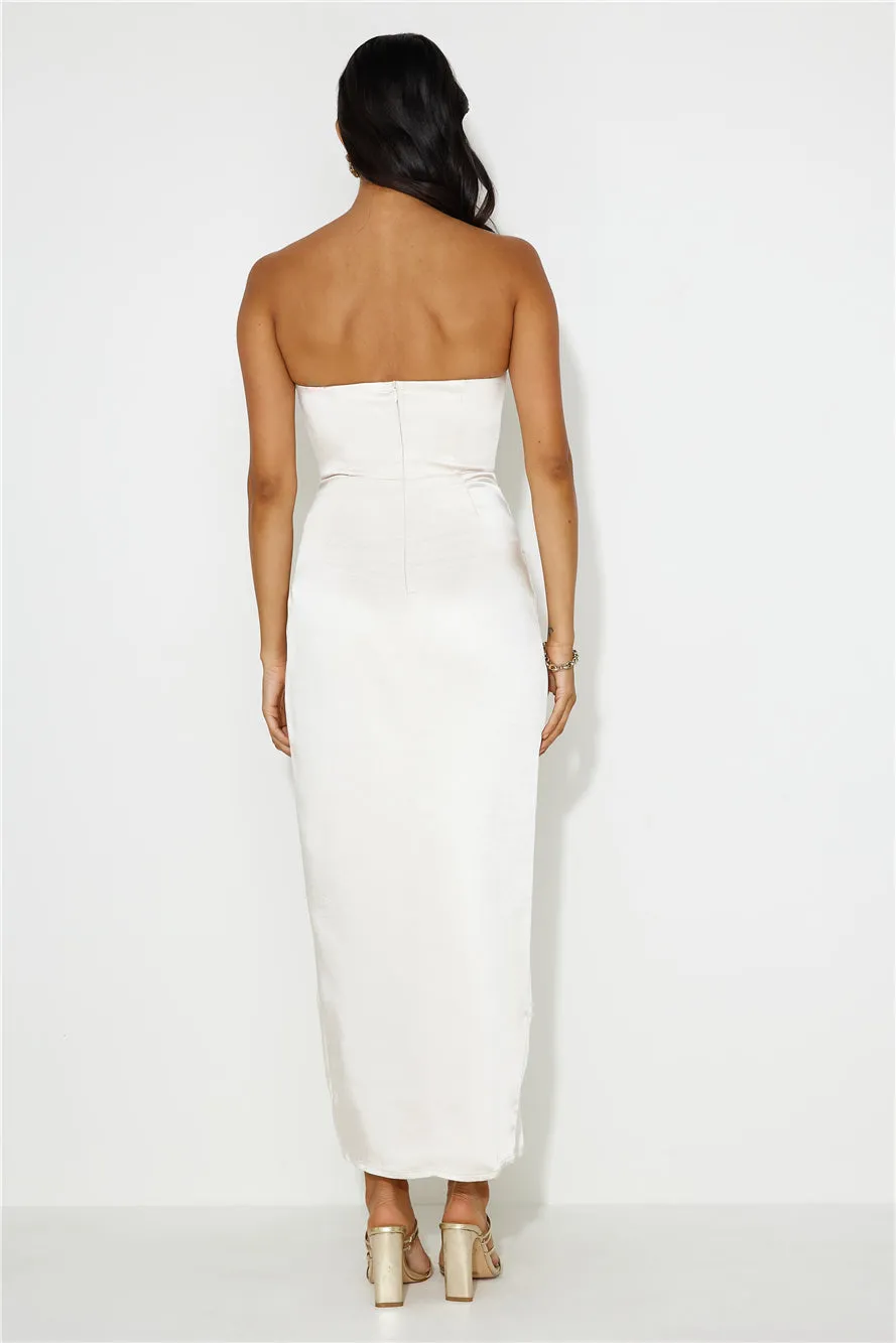 Love To Be Seen Satin Maxi Dress Cream