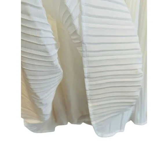 Lulus Amalfi Coast White Pleated Flutter Short Sleeve V Neck Mini Dress Size XS