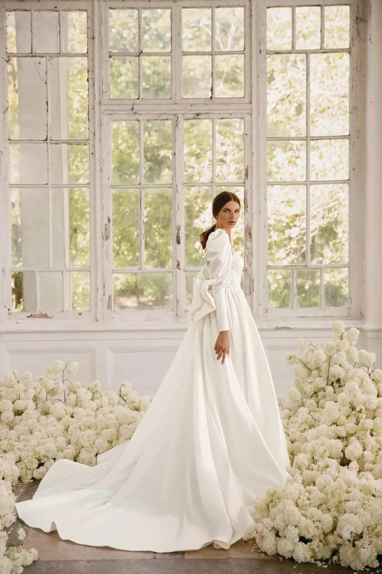 Luxurious Gentle Wedding Dresses For Woman A Line Glitter Sweetheart Formal Long Sleeve Party Bride Gowns Vestidos De Fiesta