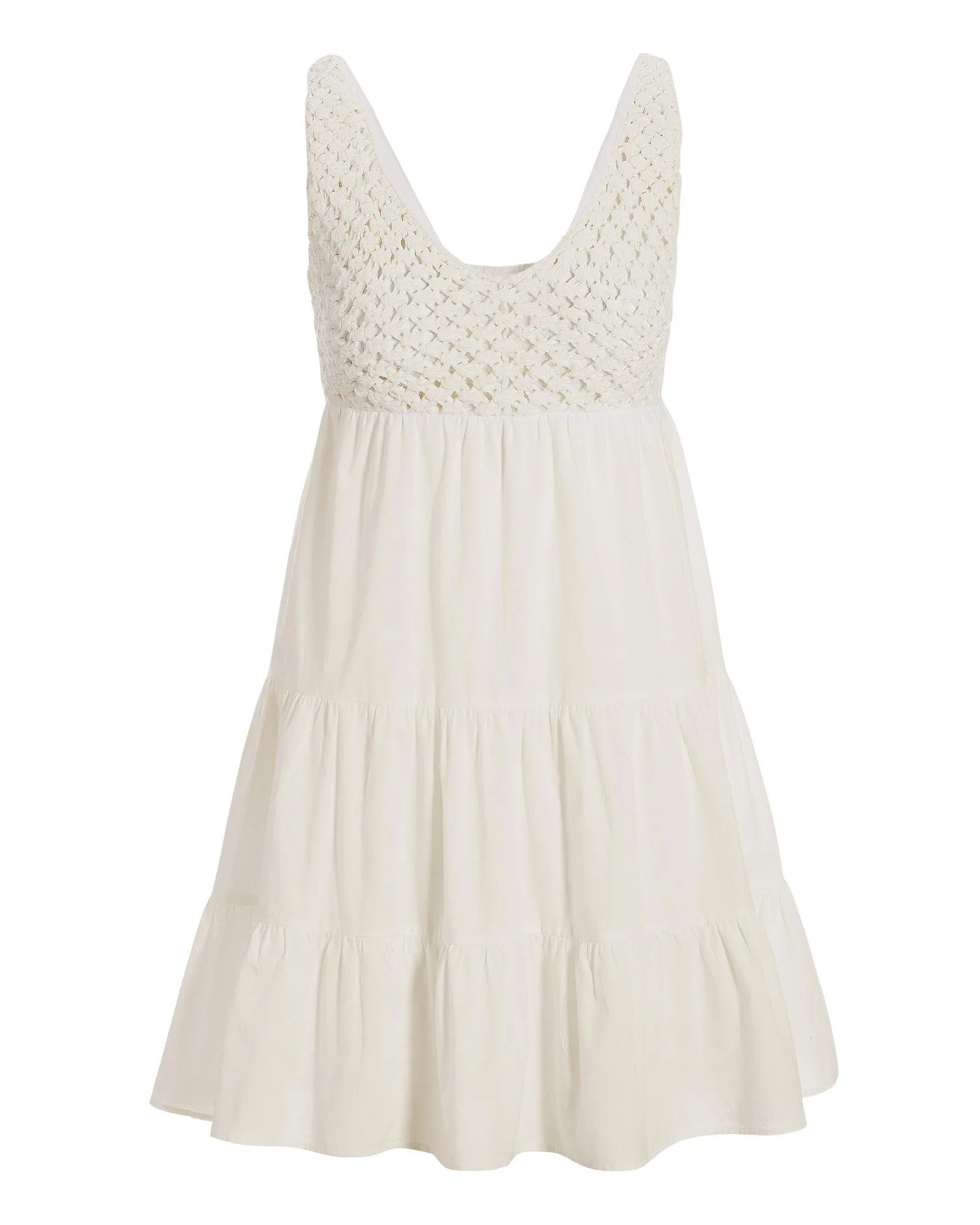 Macrame Tiered Tank Dress Off White