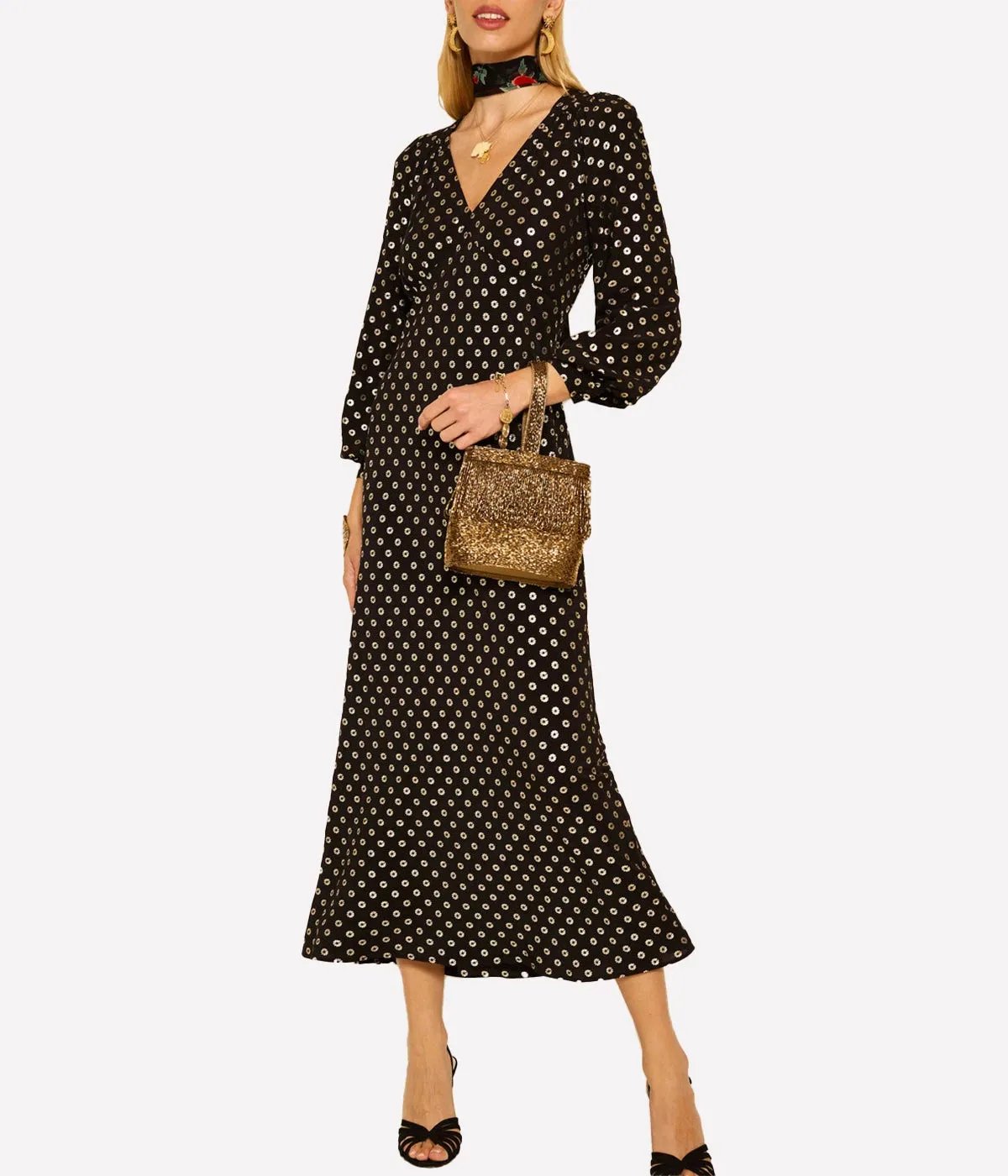 Mavis Dress in Shibori Gold