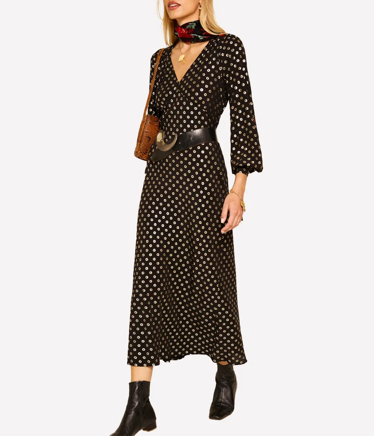 Mavis Dress in Shibori Gold