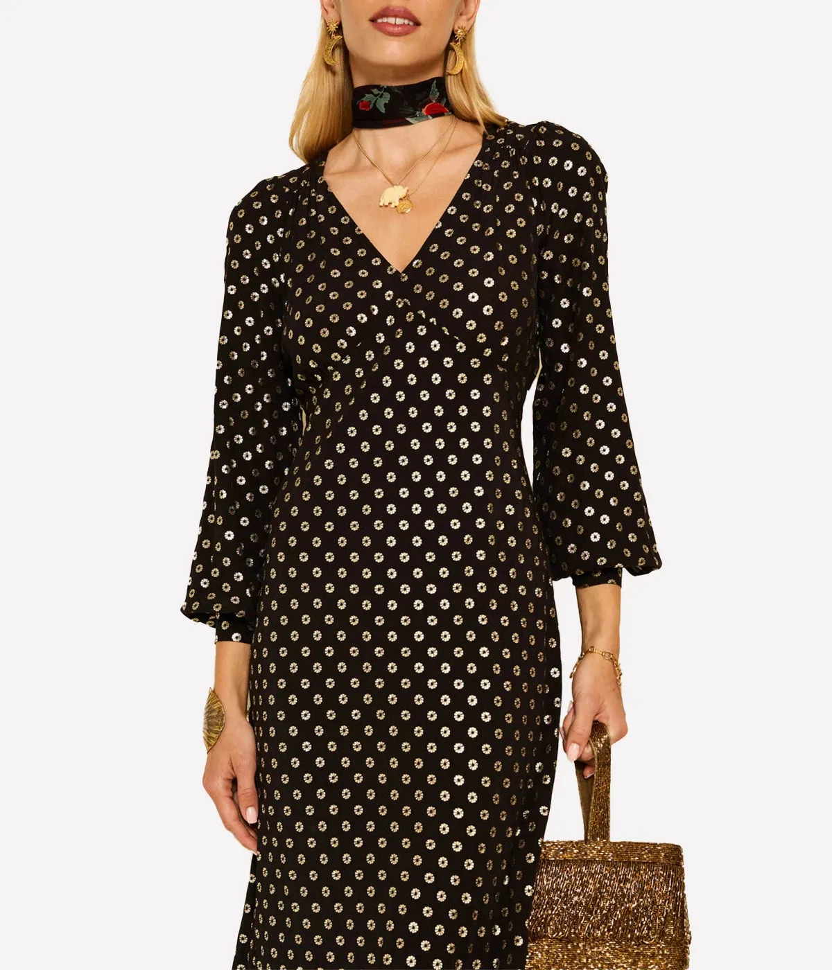 Mavis Dress in Shibori Gold