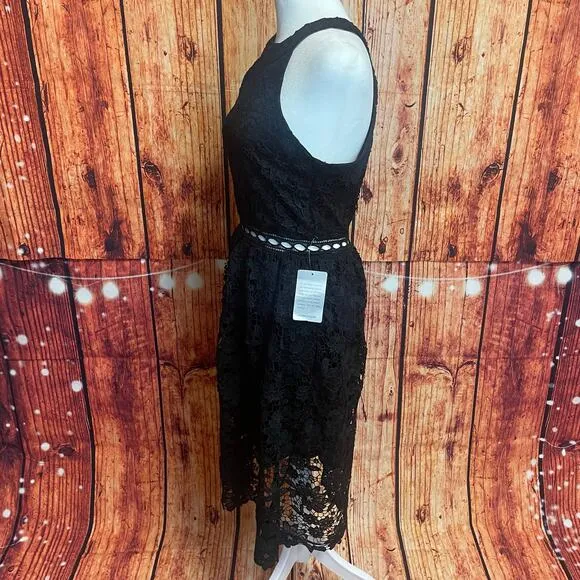 Max   Ash NWT black lace cocktail dress size Medium lined halter Nordstrom