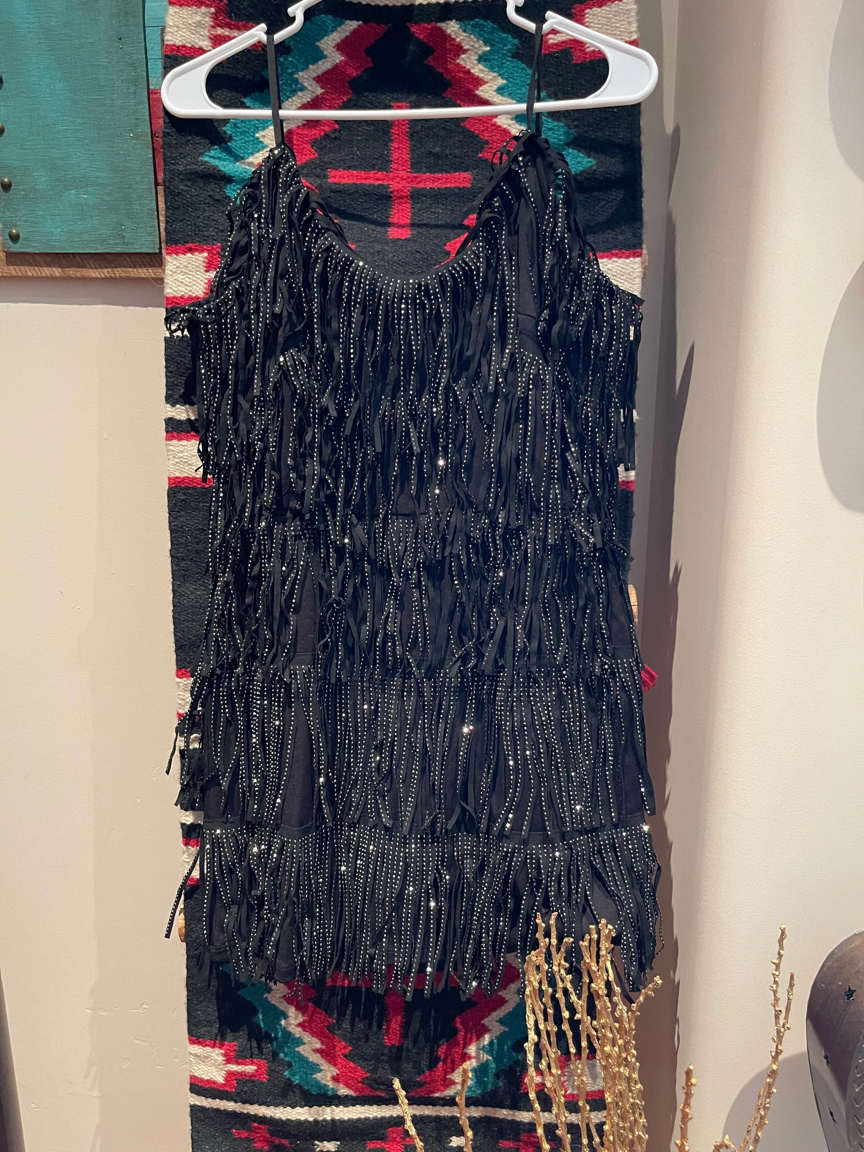 MEDIUM black sequin bedazzled cocktail dress
