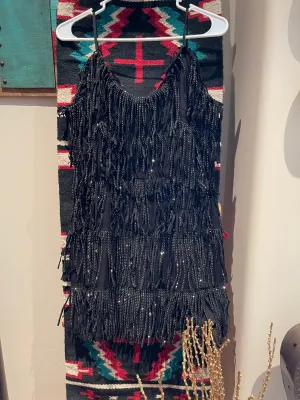 MEDIUM black sequin bedazzled cocktail dress