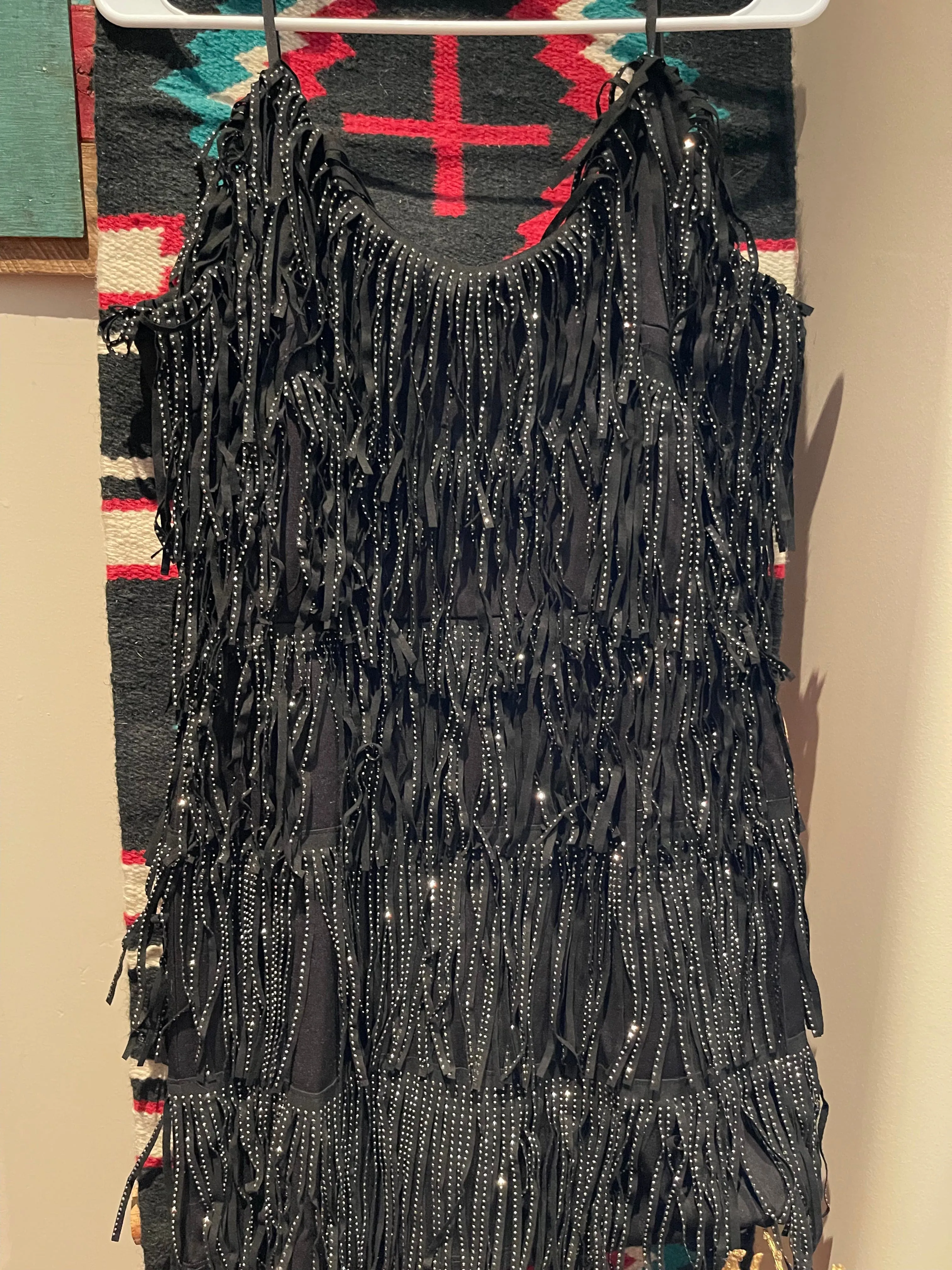 MEDIUM black sequin bedazzled cocktail dress