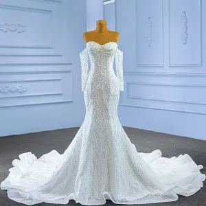 Mermaid Detachable Long Sleeve Wedding Dress with Sweetheart