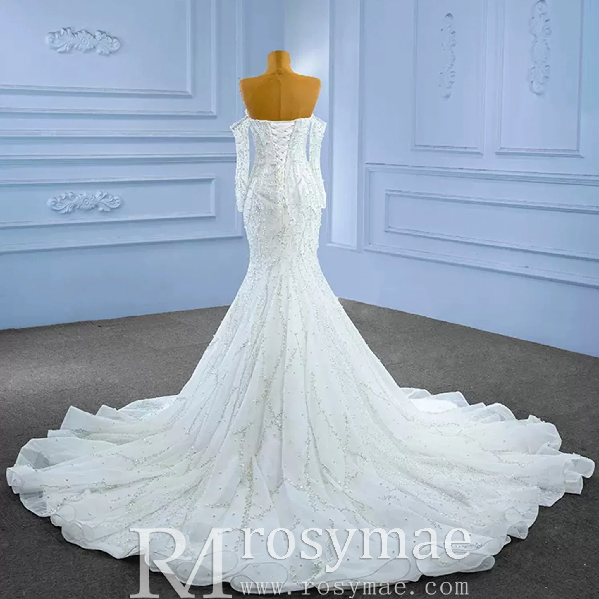Mermaid Detachable Long Sleeve Wedding Dress with Sweetheart
