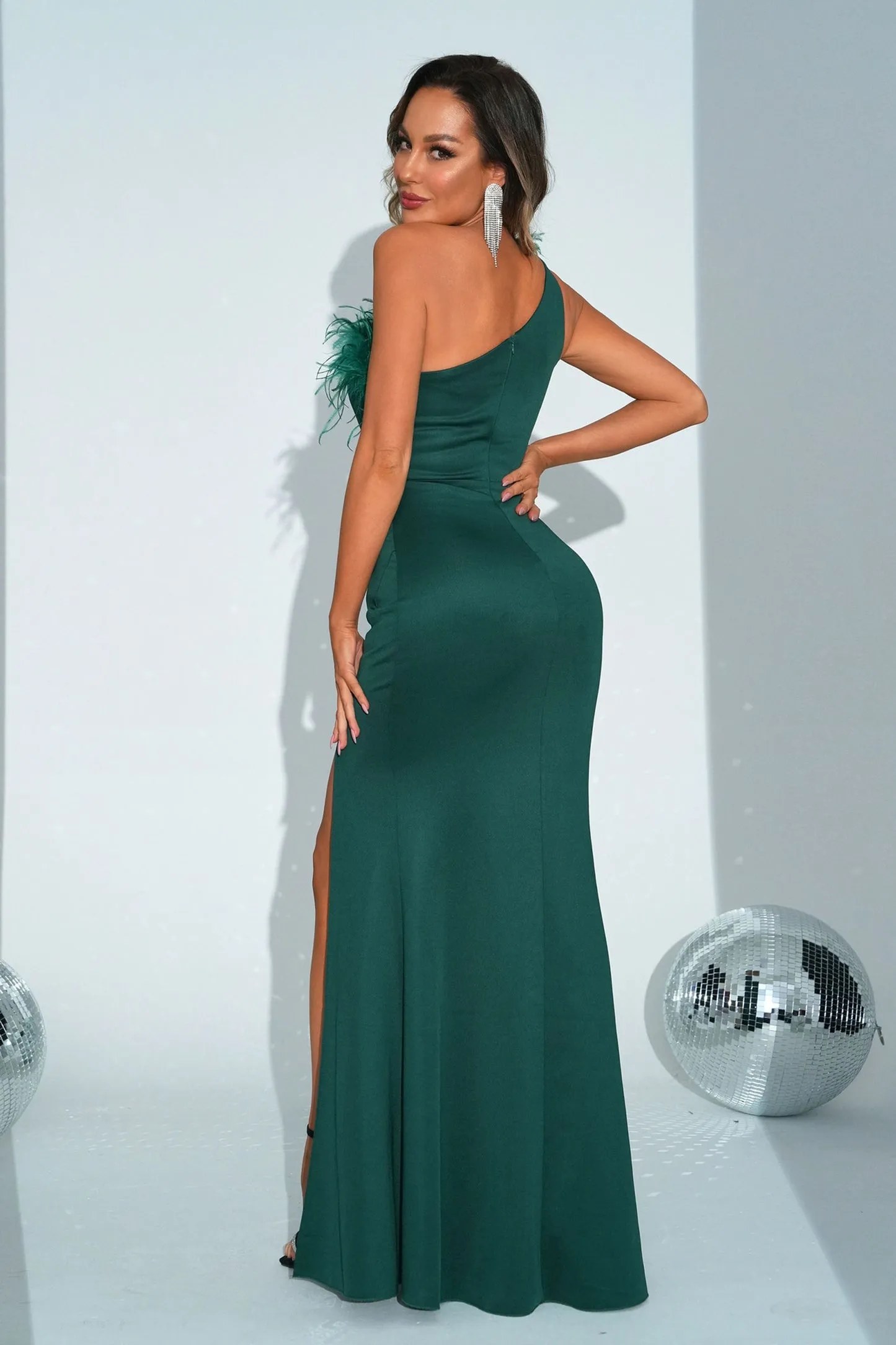 Mermaid Green One Shoulder Long Ball Dress