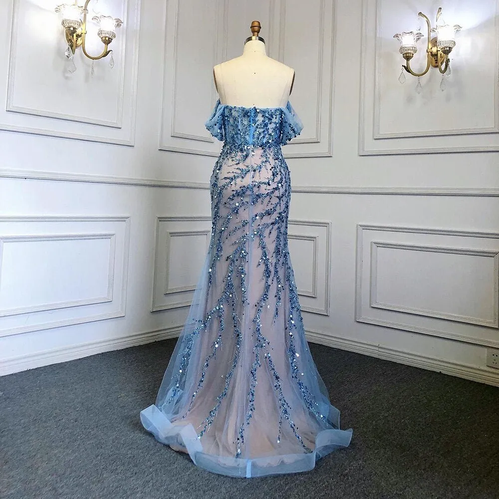 Mermaid Luxury Pink Evening Dresses Gowns Off The Shoulder
