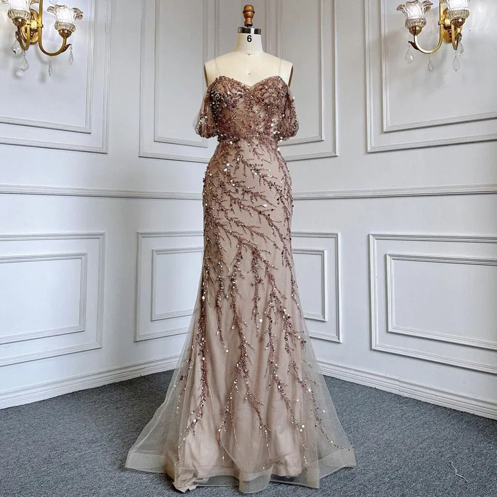 Mermaid Luxury Pink Evening Dresses Gowns Off The Shoulder