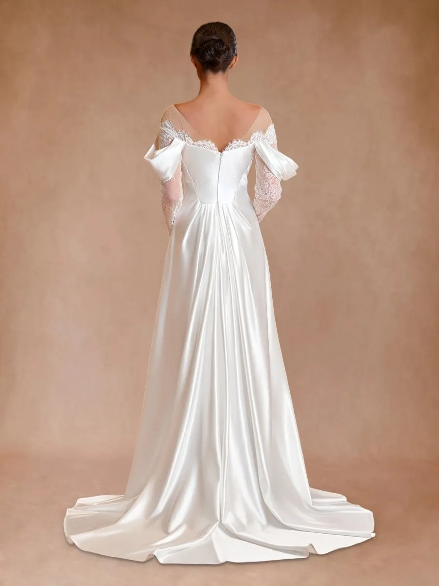 Mermaid Off-the-Shoulder Satin Lace Wedding Dresses