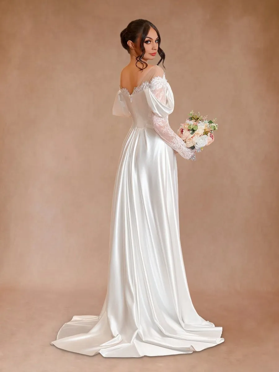Mermaid Off-the-Shoulder Satin Lace Wedding Dresses