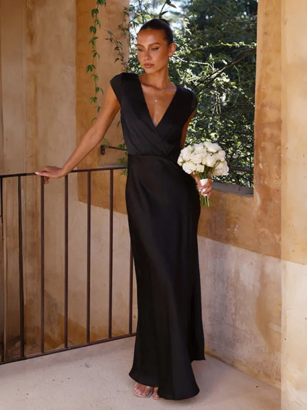 Mermaid V-neck Party Dress with Fitted Bodice