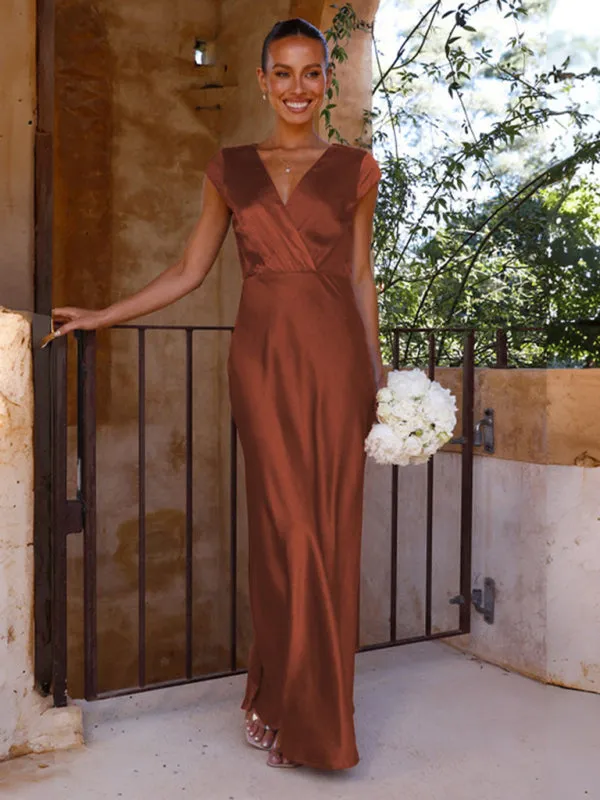 Mermaid V-neck Party Dress with Fitted Bodice