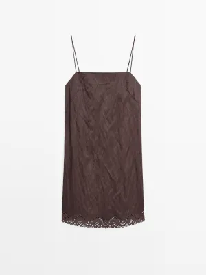 Mini dress with blonde lace detail