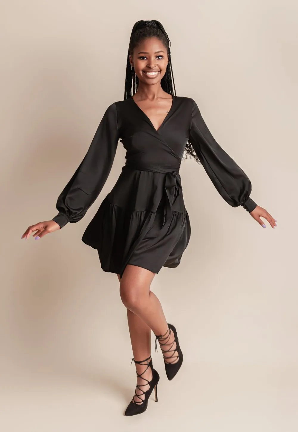 Mini satin wrap dress