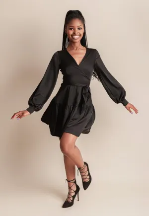 Mini satin wrap dress