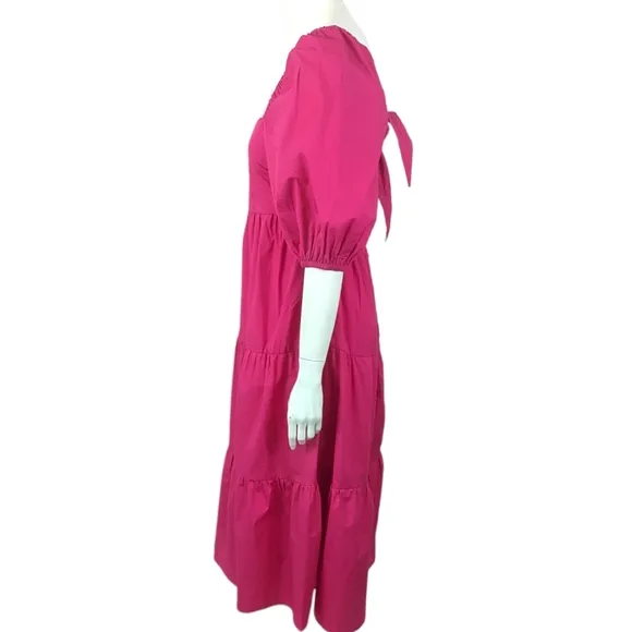 Minkpink Yasamin Tiered Midi Dress NEW Womens Small Barbiecore Revolve Pink