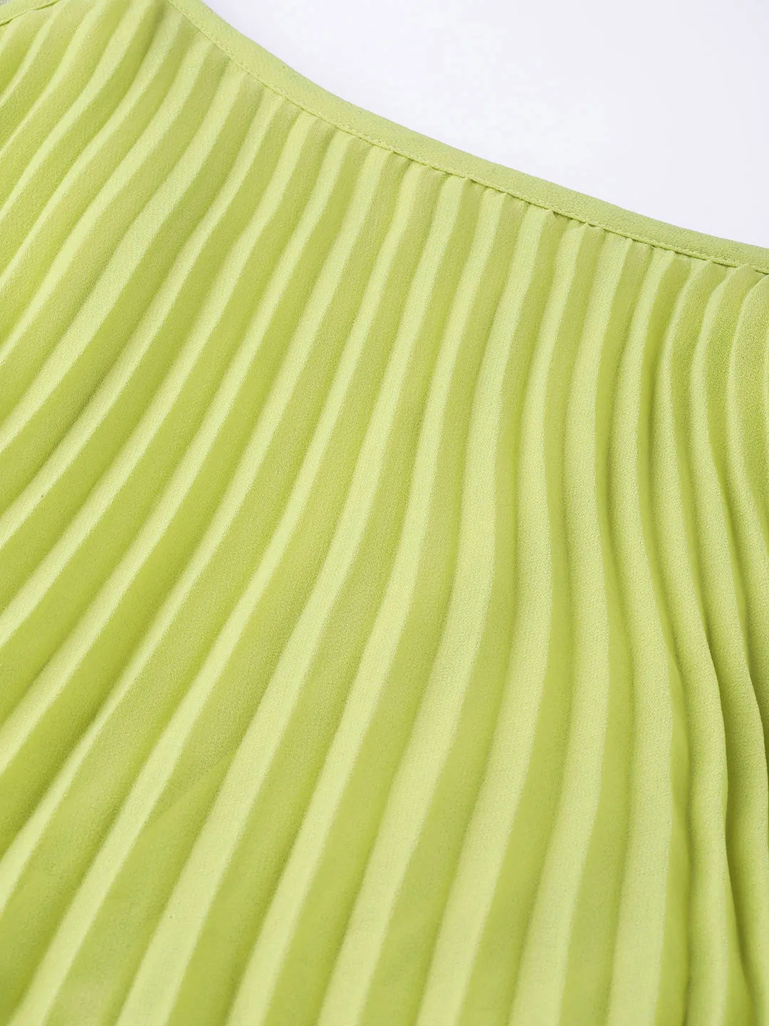 Mint Green Pleated Short Strappy Skater Dress