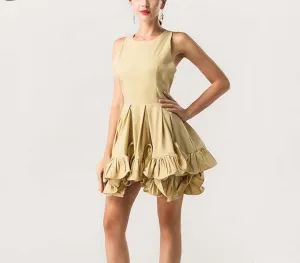 Missord cross halter flounced round neck dress FT5182
