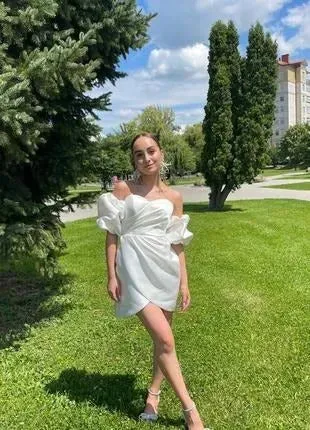 Modern Simple Wedding Dresses Side Split Satin Wedding Party Dress Formal Banquet Brides Gowns Women Bridal Dress