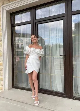 Modern Simple Wedding Dresses Side Split Satin Wedding Party Dress Formal Banquet Brides Gowns Women Bridal Dress