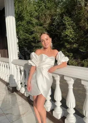 Modern Simple Wedding Dresses Side Split Satin Wedding Party Dress Formal Banquet Brides Gowns Women Bridal Dress