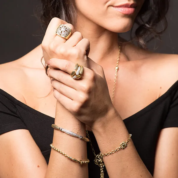 Mosaic Pavé Cuff 6.5mm - Two Tone   CZ Vert