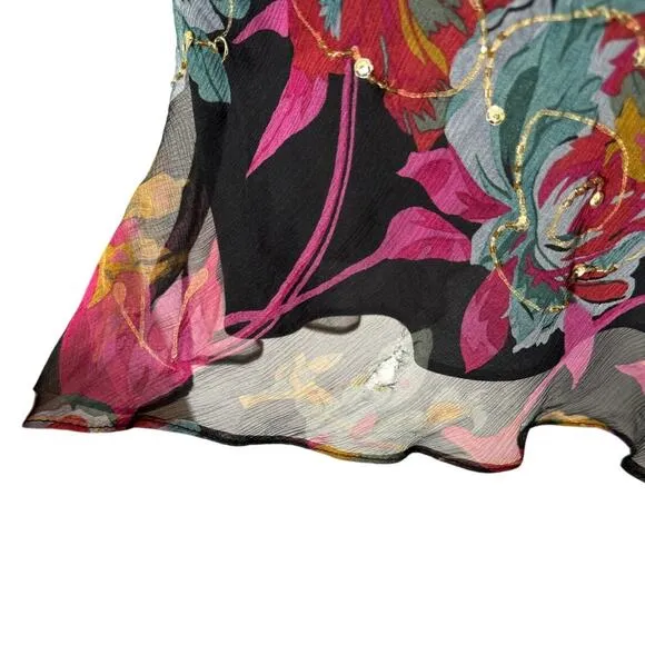 Muse Y2K Silk Floral Sequin Detail Dress Size 10