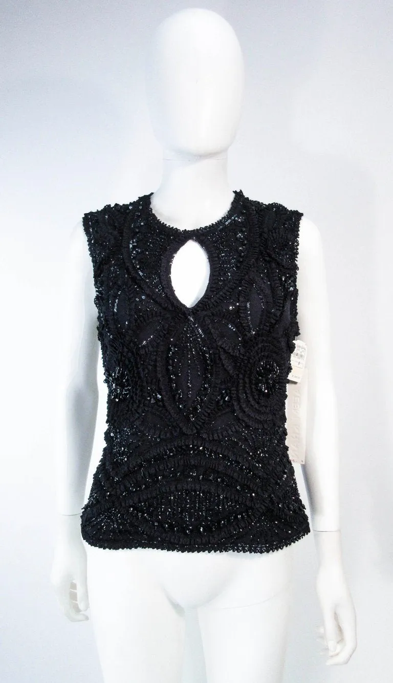NAEEM KHAN 2 pc Black Beaded Skirt and Top Stretch Ensemble Size 8-10