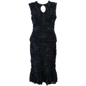 NAEEM KHAN 2 pc Black Beaded Skirt and Top Stretch Ensemble Size 8-10