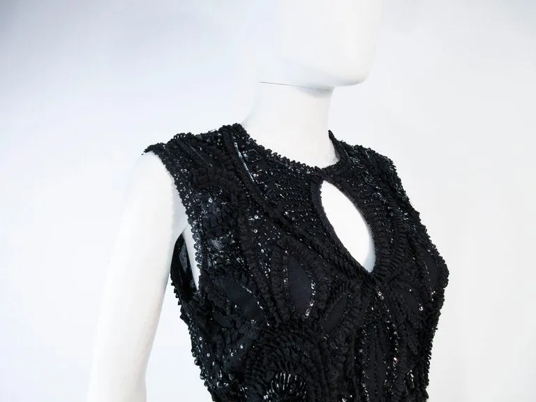 NAEEM KHAN 2 pc Black Beaded Skirt and Top Stretch Ensemble Size 8-10