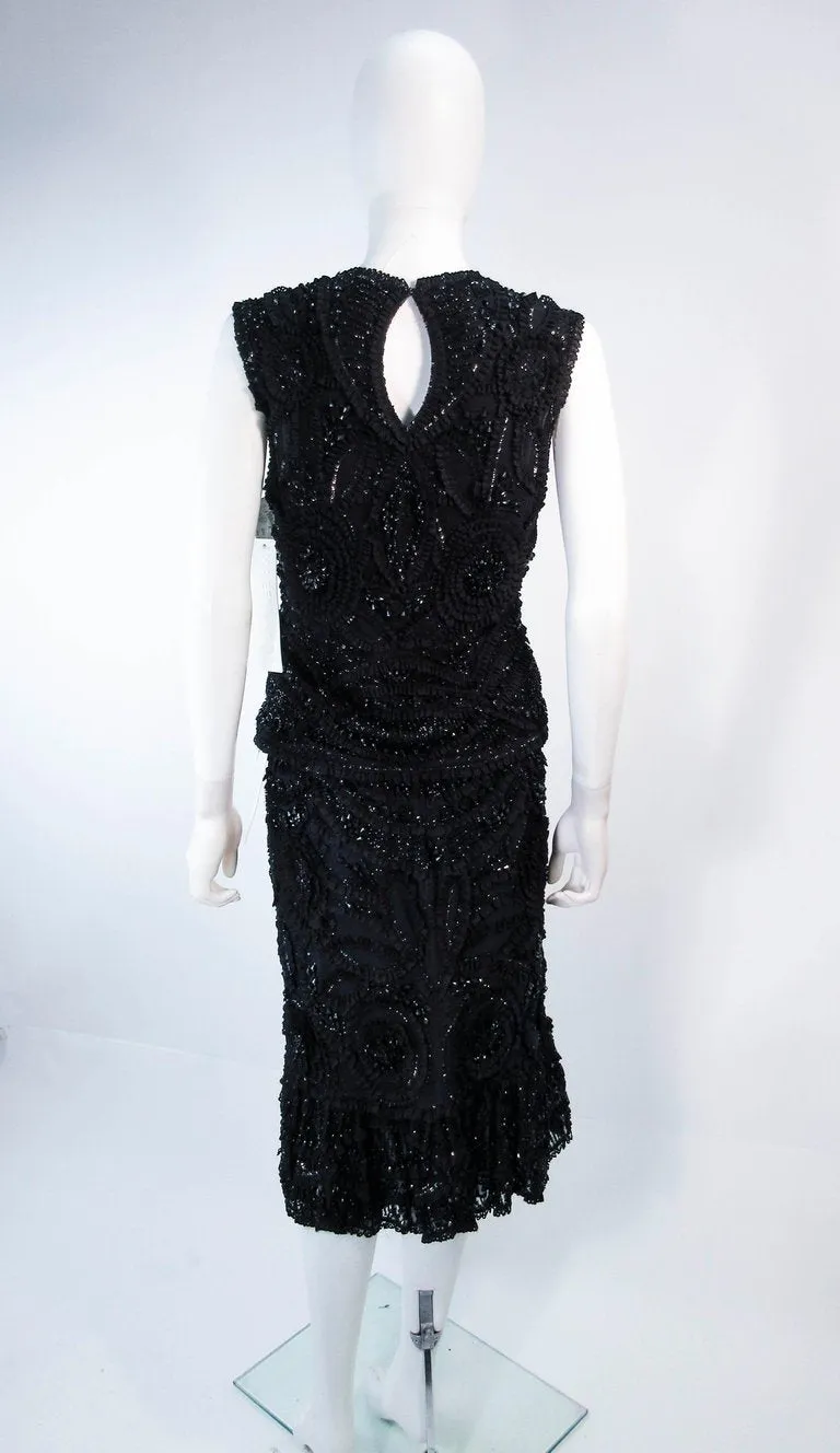 NAEEM KHAN 2 pc Black Beaded Skirt and Top Stretch Ensemble Size 8-10
