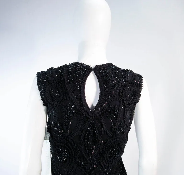 NAEEM KHAN 2 pc Black Beaded Skirt and Top Stretch Ensemble Size 8-10