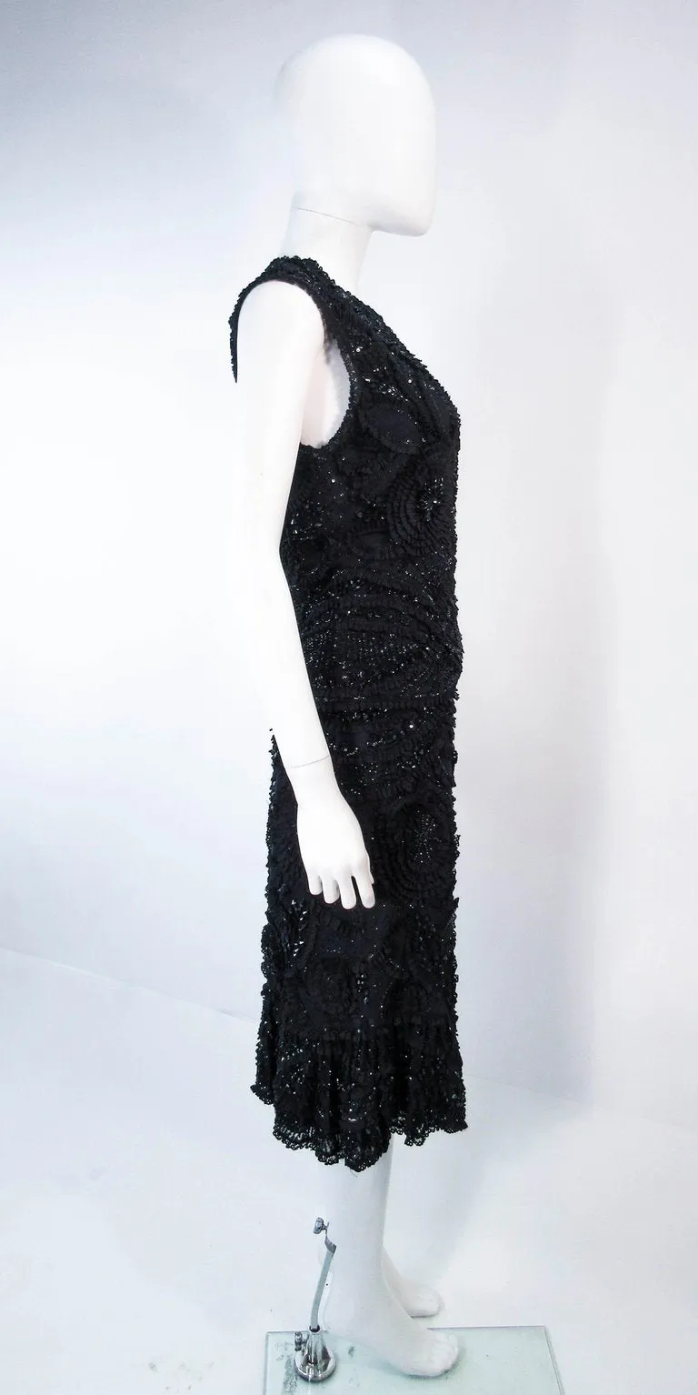 NAEEM KHAN 2 pc Black Beaded Skirt and Top Stretch Ensemble Size 8-10
