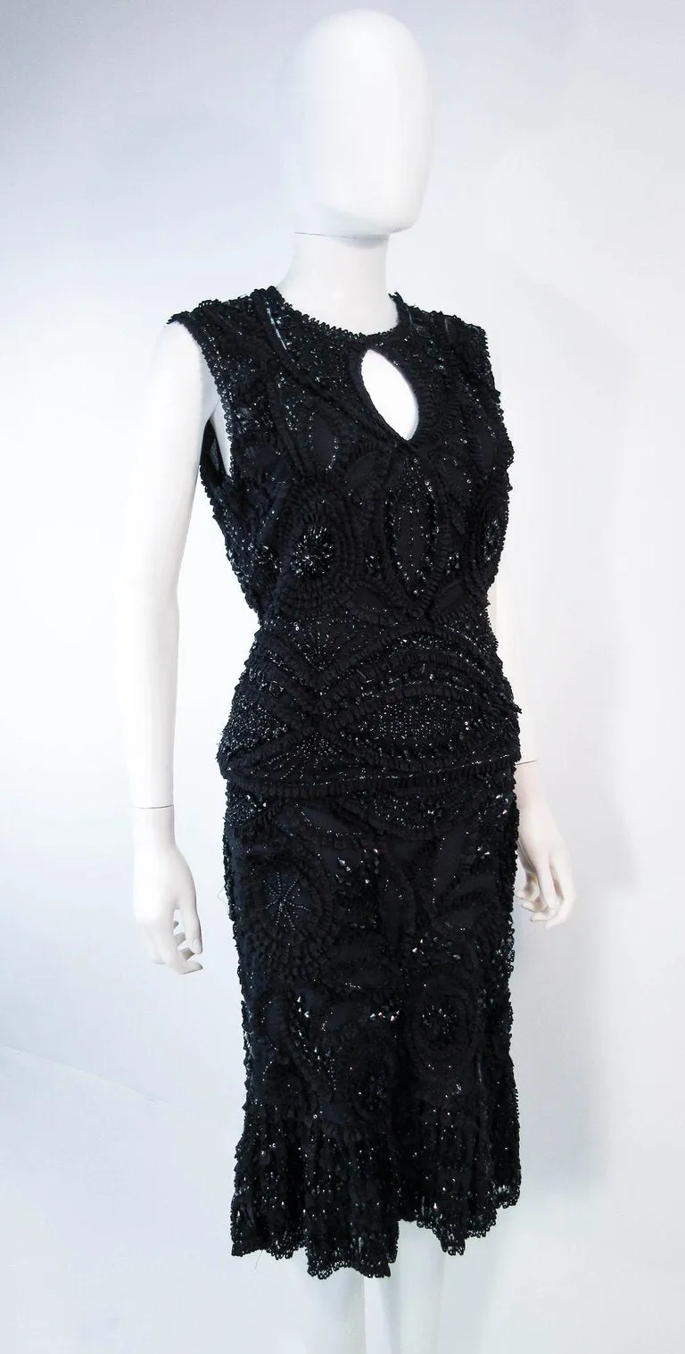 NAEEM KHAN 2 pc Black Beaded Skirt and Top Stretch Ensemble Size 8-10