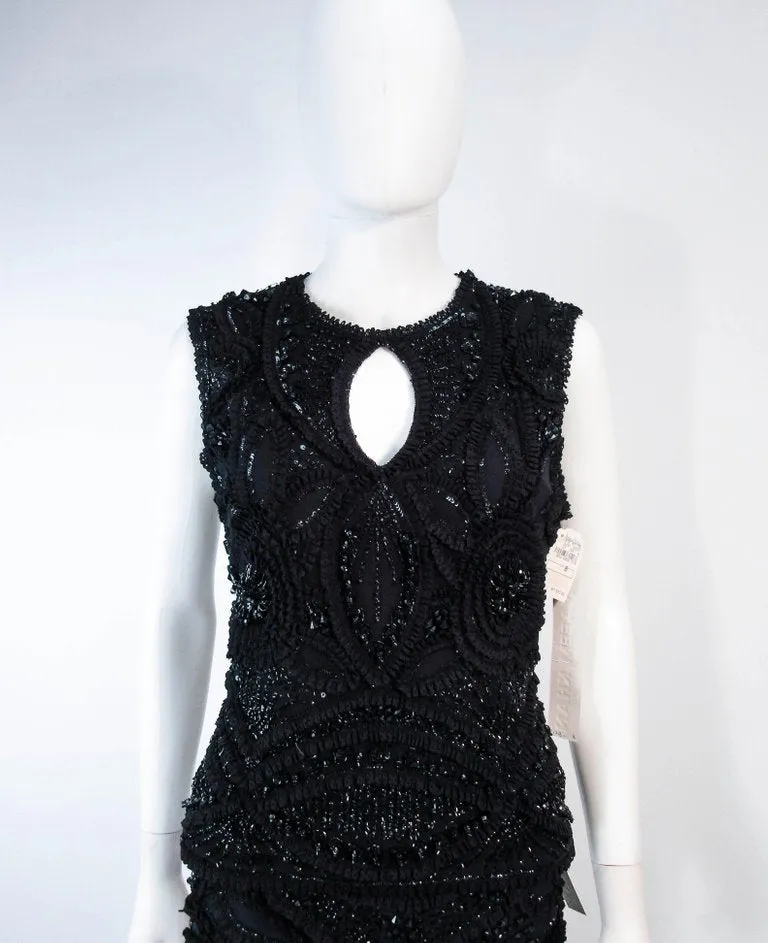 NAEEM KHAN 2 pc Black Beaded Skirt and Top Stretch Ensemble Size 8-10