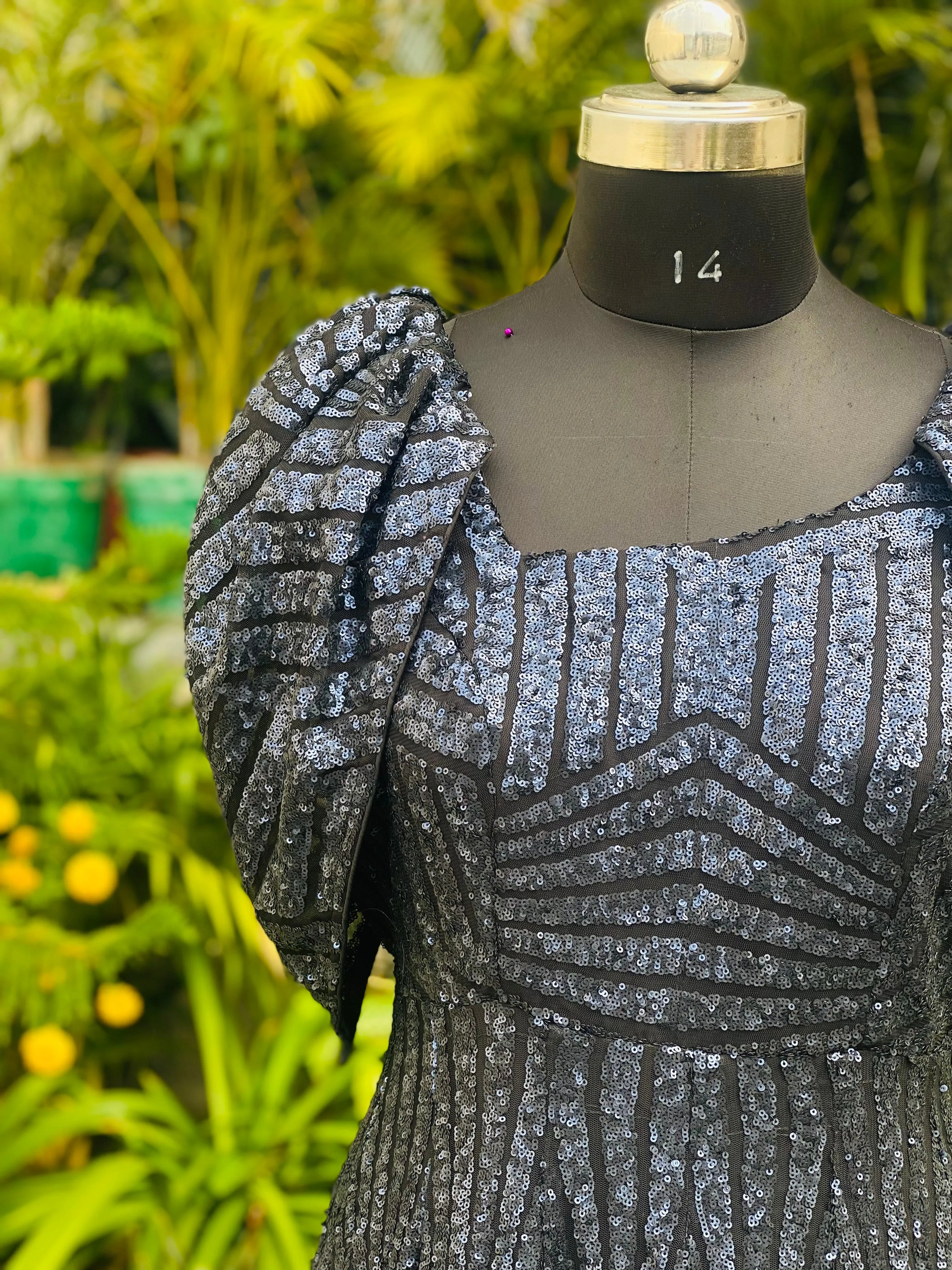 Navy Blue Sequin Gown