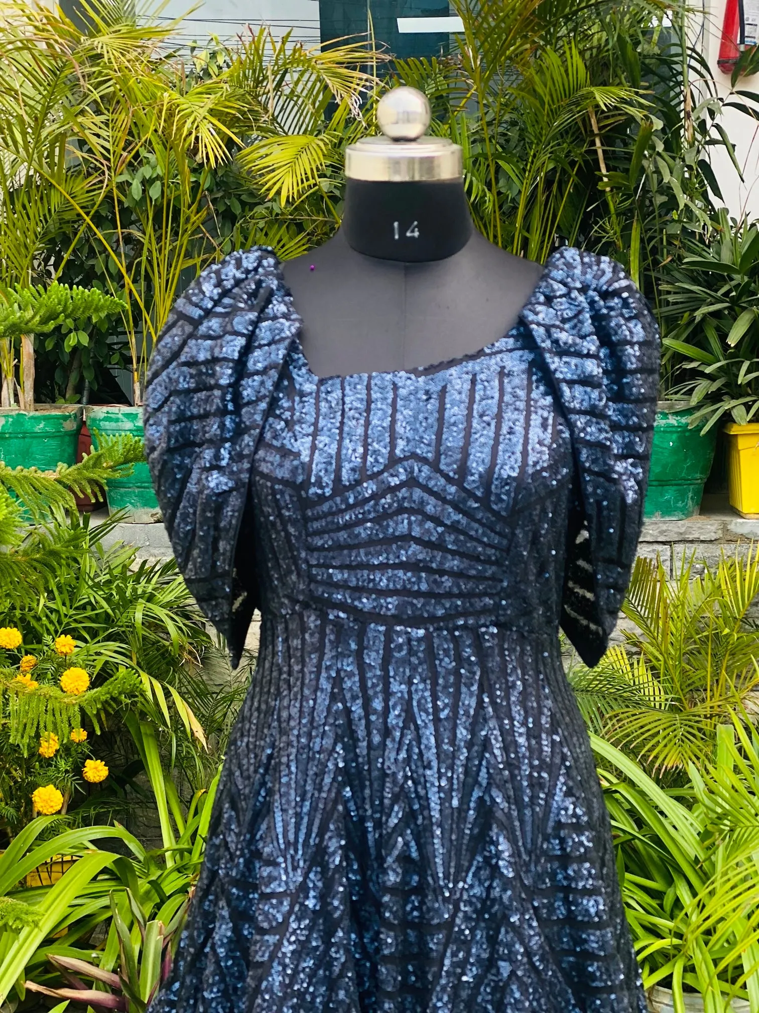 Navy Blue Sequin Gown