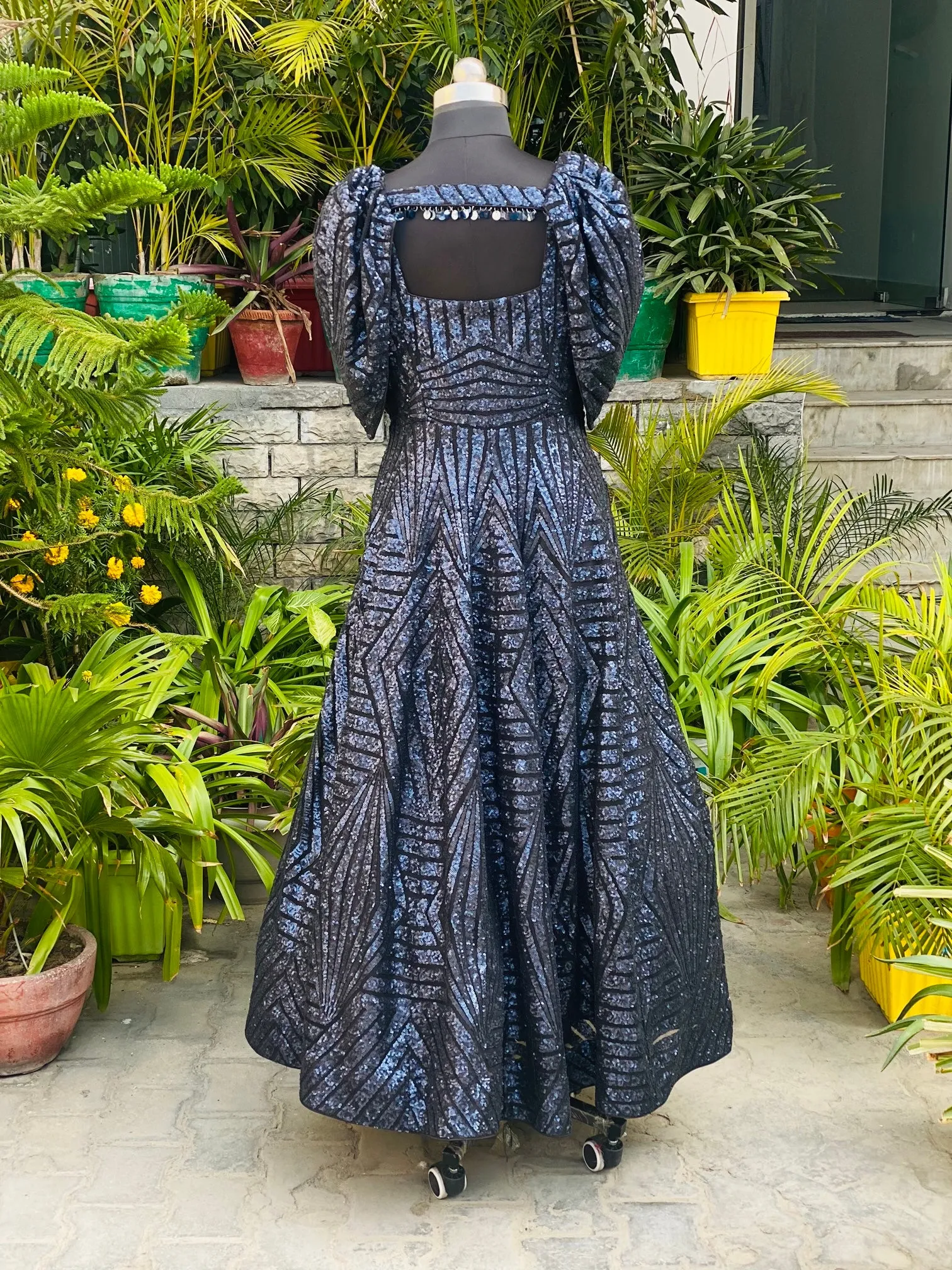Navy Blue Sequin Gown