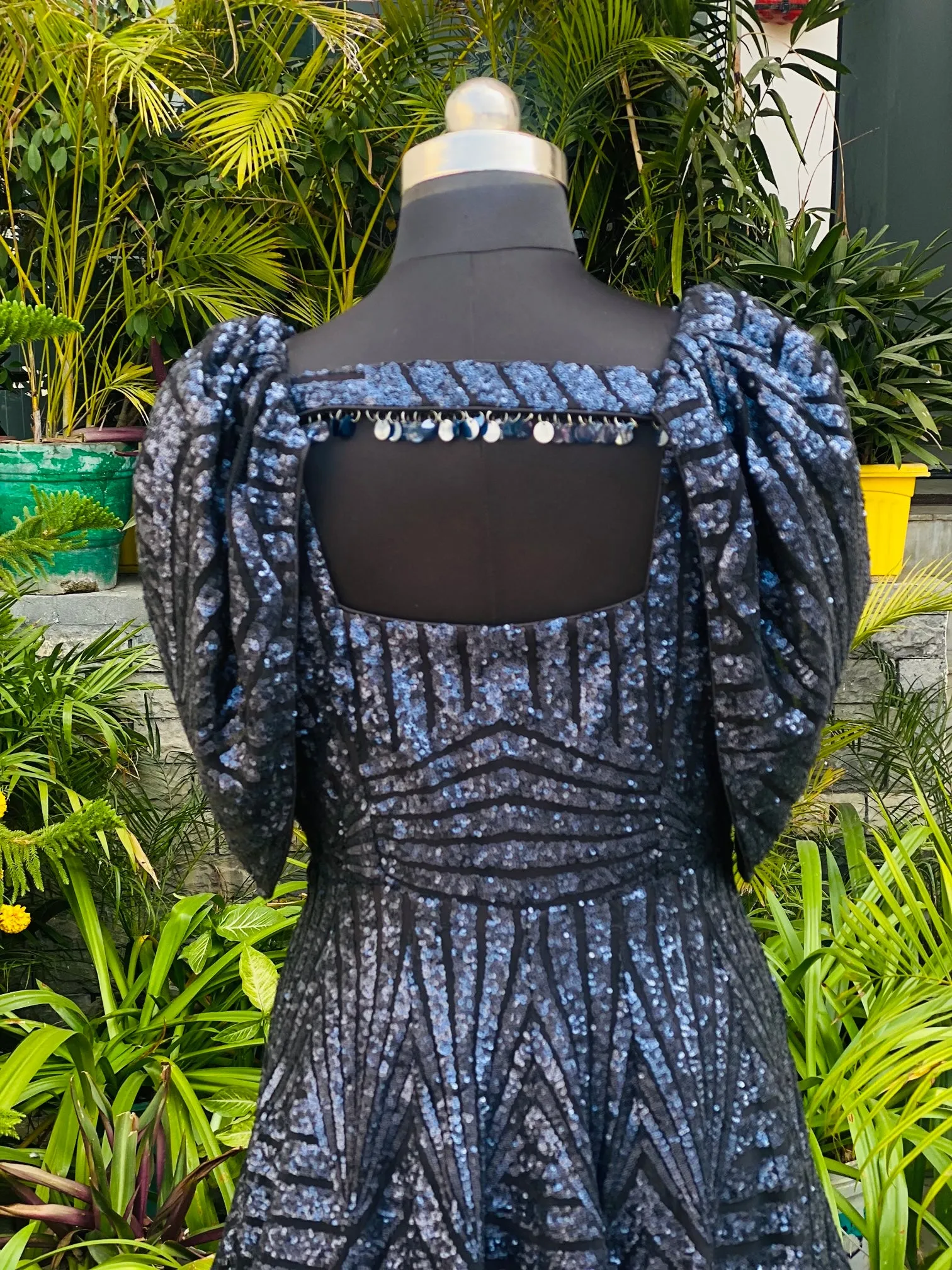 Navy Blue Sequin Gown