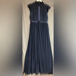 No brand navy blue formal gown, size 10 lace top with chiffon bottom