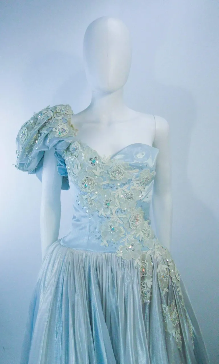 NOLAN MILLER Blue Gown, One Shoulder Size 2-4