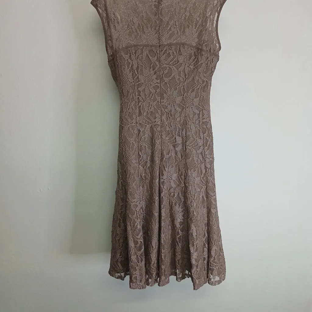 NWOT Anne Klein metallic tan Lace midi dress size 12