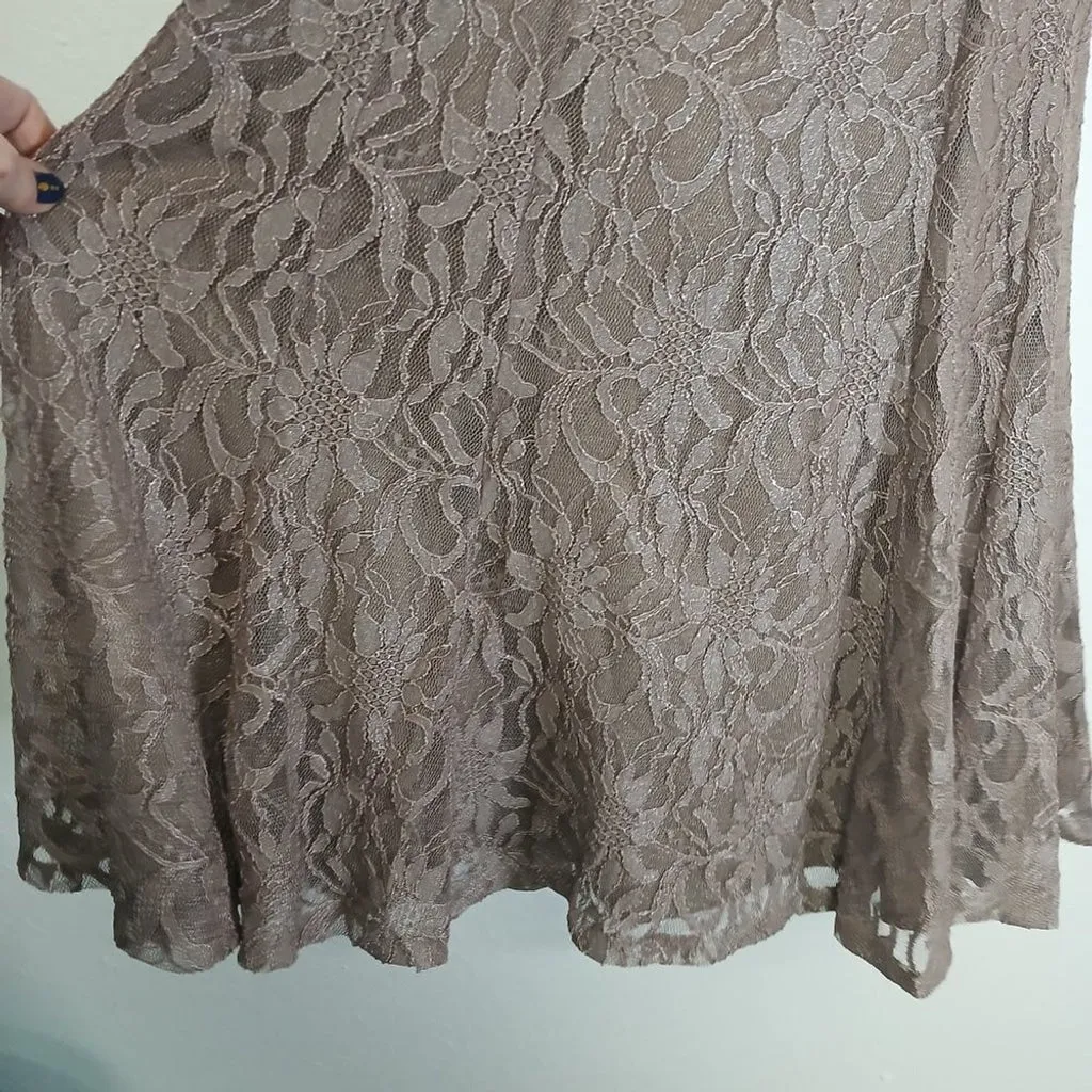 NWOT Anne Klein metallic tan Lace midi dress size 12