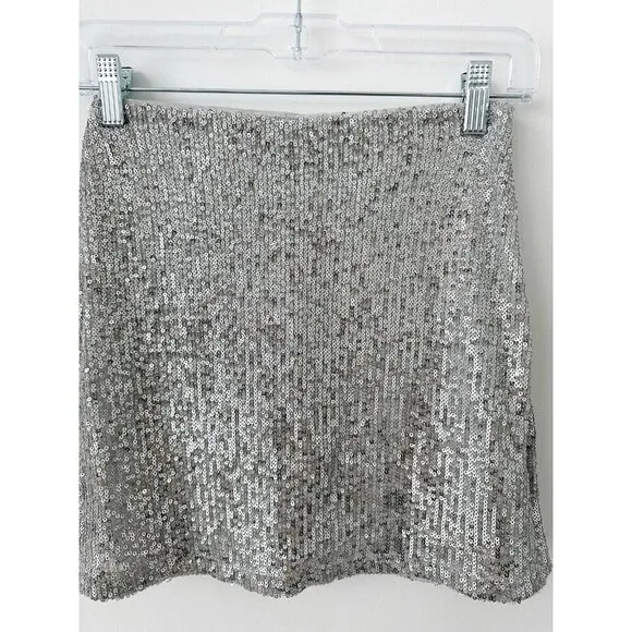 NWT Abercrombie &amp; Fitch Scarlett Sequin Mini Skort XXS Silver Skirt