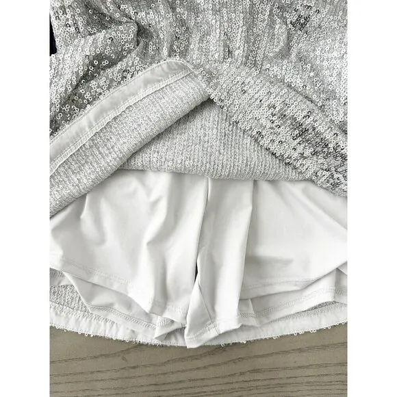 NWT Abercrombie &amp; Fitch Scarlett Sequin Mini Skort XXS Silver Skirt