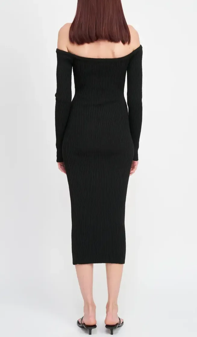 Off Shoulder BodyCon Midi Dress